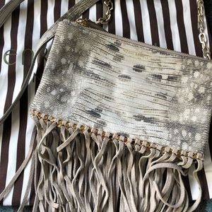 Henri Bendel Soho Gray lizard crossbody